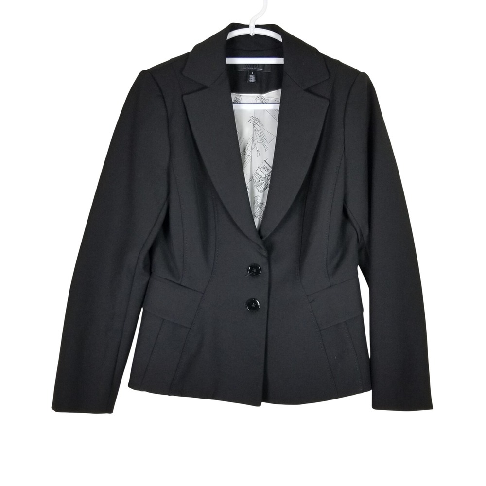 White House Black Market Blazer Women 4 Black Signature Comfort Stretch Jacket